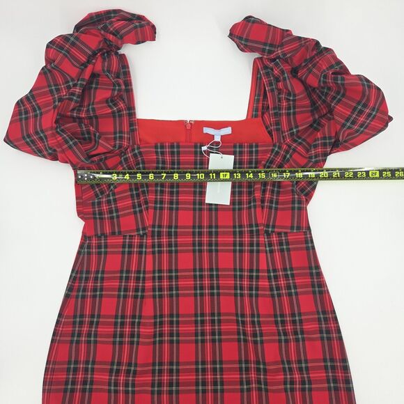 Antonio Melani Elena Midi Dress Size 16 Red Tartan Plaid Holiday Xmas Christmas - Picture 6 of 9